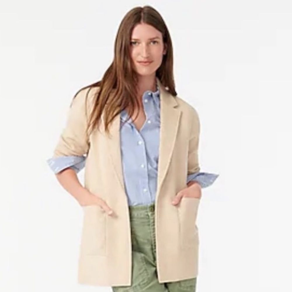 J. Crew Sophie Open Front Sweater Blazer Size XS Heather Natural Cream - Picture 2 of 16